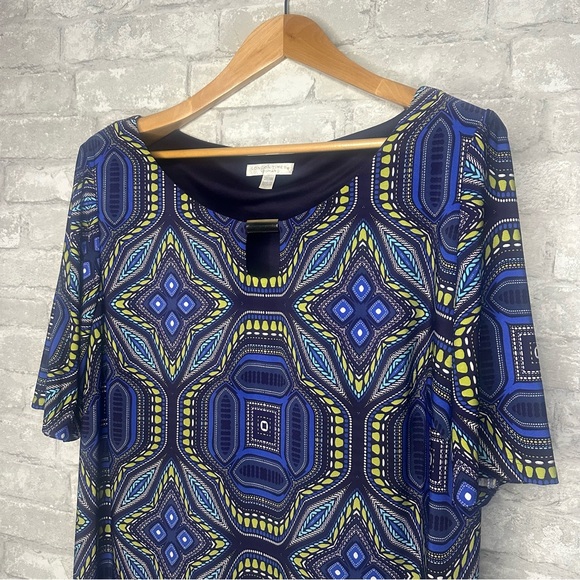 EUC London Times Women’s Sheath Midi Dress  Size 20W *Used (Blue Black) RN58142 - Picture 2 of 12